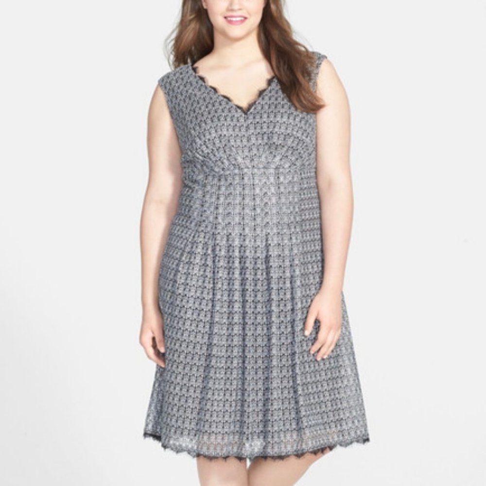 Adrianna Papell | Deco Crochet Knit Fit & Flare Dress | NWT | Size 22
